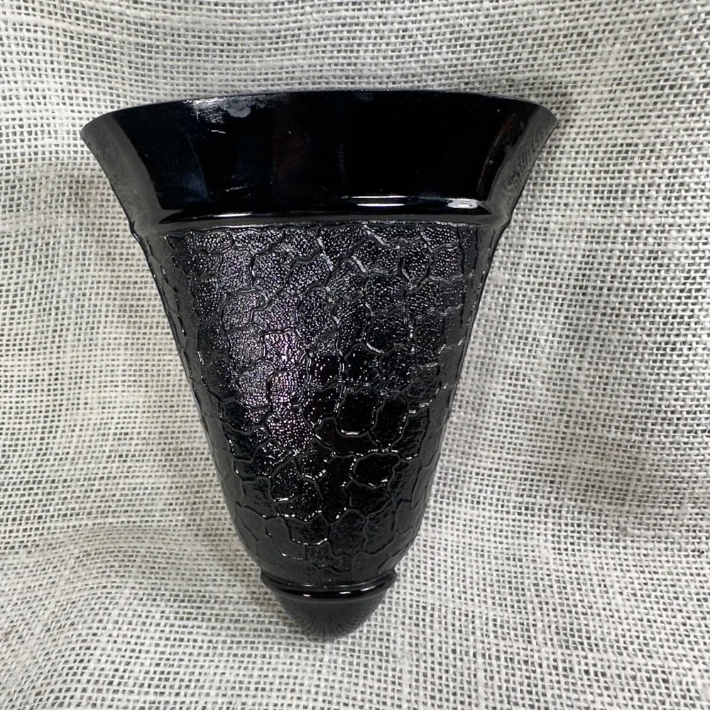 Art Deco Black READ Amethyst Glass Wall Pocket Imperial Glass 1930s 1940s VTG